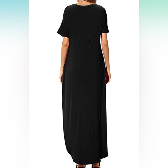 Kuskaty Women’s Summer Maxi Dress Casual Loose Pockets Long Dress; Size M Black - Picture 2 of 5